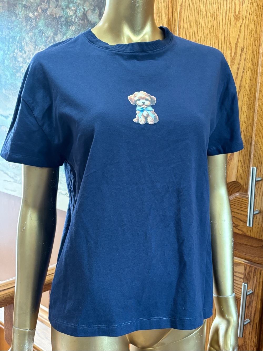 twik Navy Blue Kids Tee with Puppy Patch